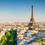 cityscape of paris by the sunset