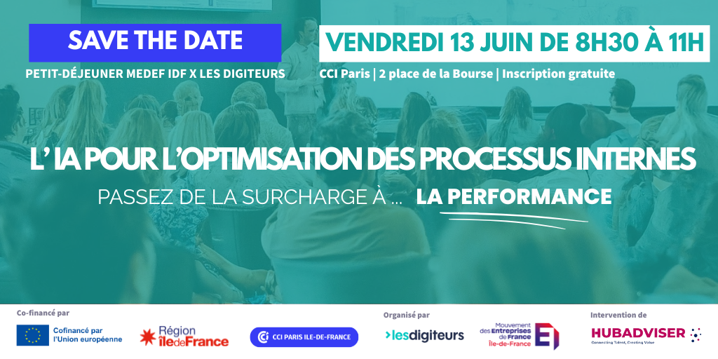 Petit déjeuner-débat riche en échanges autour des usages concrets de l’intelligence artificielle pour améliorer la performance des entreprises. Organisé en partenariat avec la CCI Paris Ile-de-France et Les Digiteurs